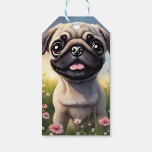 Mops-Blume Geschenkanhänger