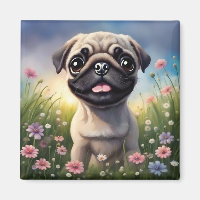 Mops-Blume Magnet (Vorne)