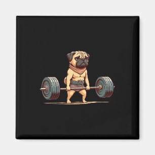 Mops Bodybuilder Gym Spaß Weightlift Workout Magnet