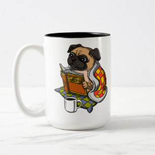 Mops Buch Lesen Lover Dog Niedlich Haustier Zweifarbige Tasse