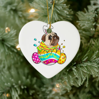 Mops Bunny Ears Eizellen Osttag Niedlicher Hund Lo Keramik Ornament