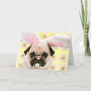 Mops Bunny Ears Karte