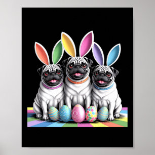 Mops Bunny Pals Osterspass! Niedliche Hunde Frühli Poster