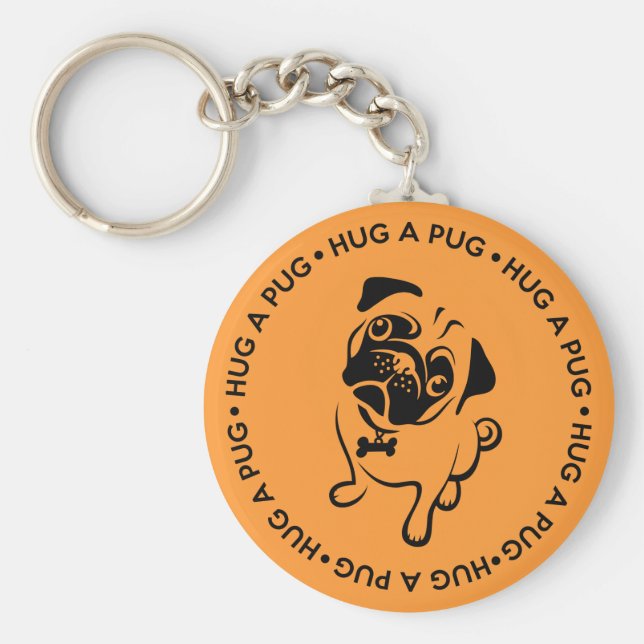 Mops Button-Schlüsselanhänger drücken Schlüsselanhänger (Vorne)