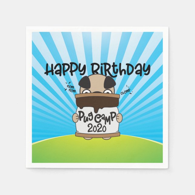 Mops Camp 2020 Zum Geburtstag Serviette (Vorderseite)