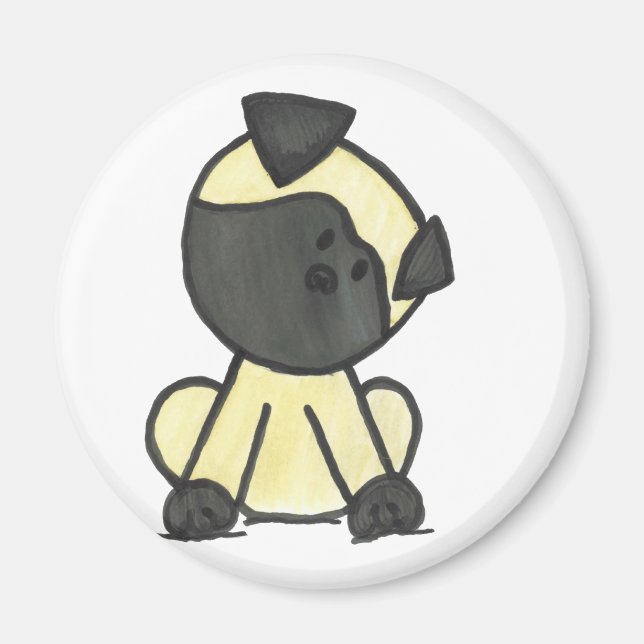 Mops Cartoon Magnet (Vorne)