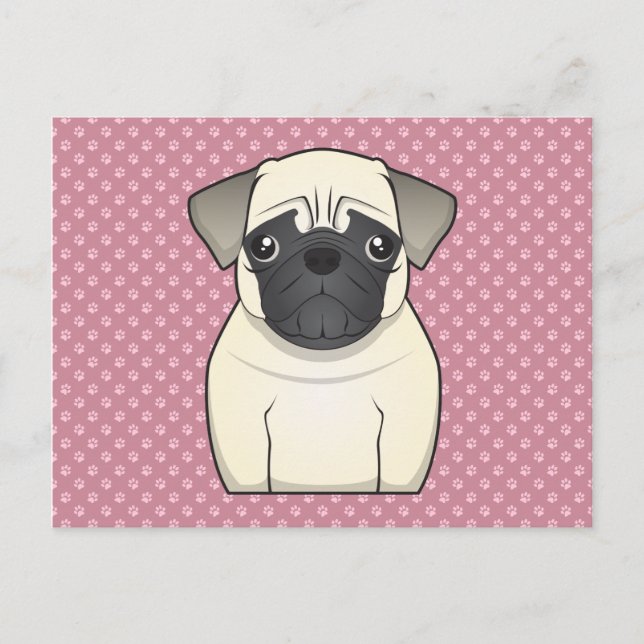 Mops Cartoon Postkarte (Vorderseite)