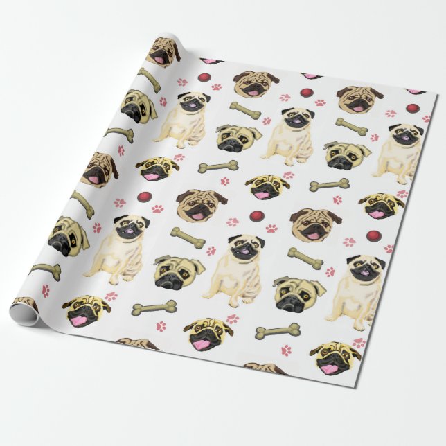 Mops Celebration Wrapping Paper Geschenkpapier (Ungerollt)