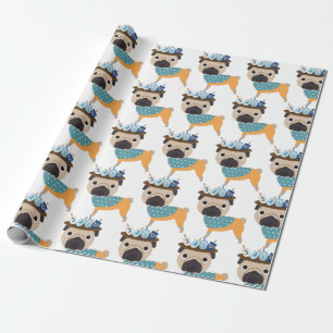 Mops Chanukkas Dreidel (kundengerecht) Geschenkpapier