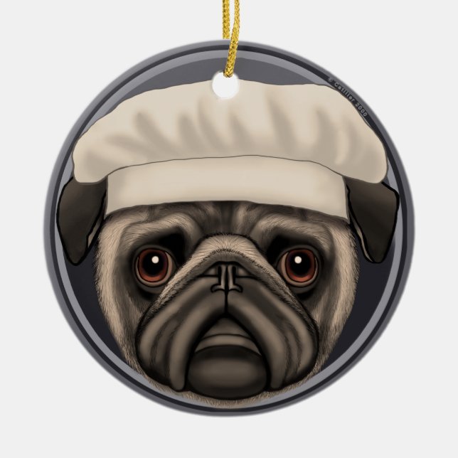 Mops-Chef Keramikornament (Vorne)