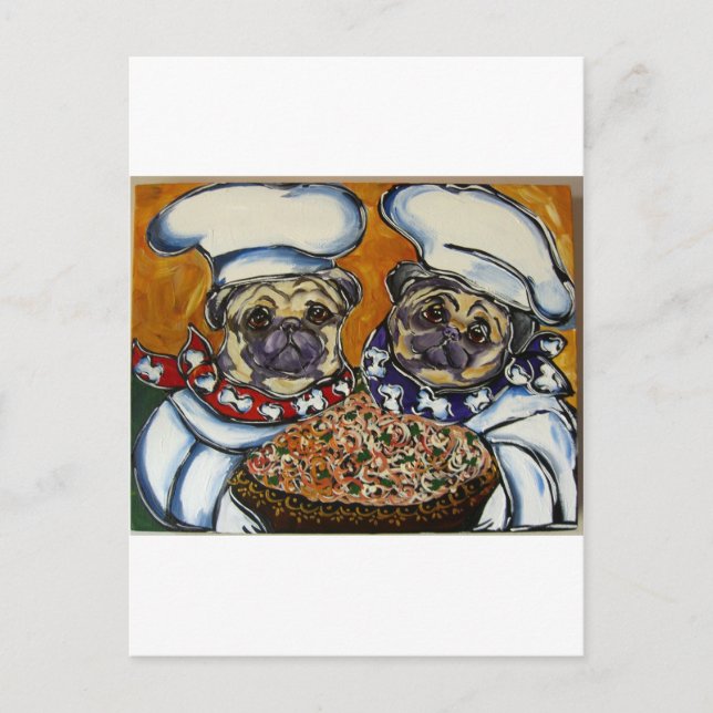 Mops-Chef Postkarte (Vorderseite)