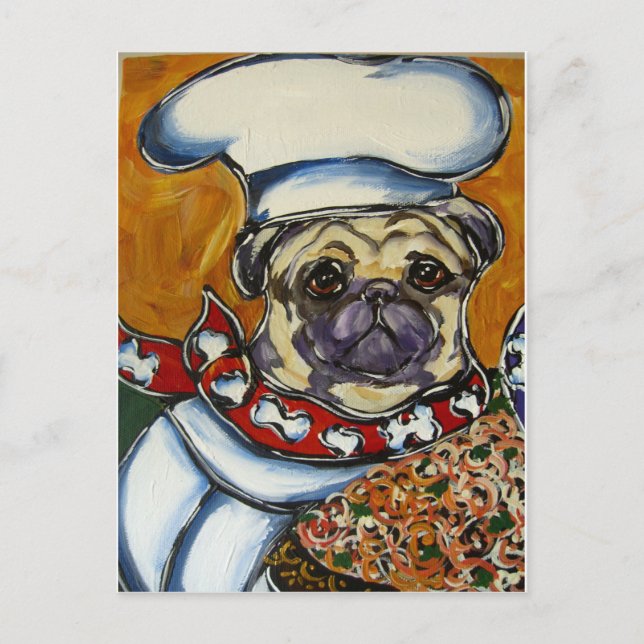 Mops-Chef Postkarte (Vorderseite)