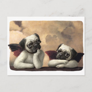 Mops Cherubs Inspiriert von Raphael Postkarte