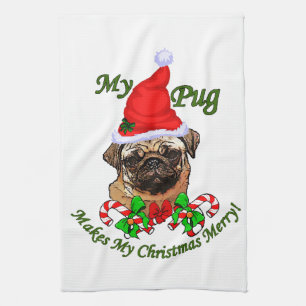 Mops Christmas Merry Handtuch