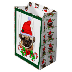 Mops Christmas Merry Mittlere Geschenktüte