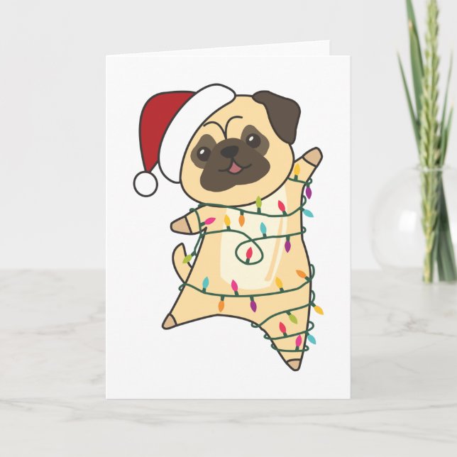 Mops Christmas Snow Winter Animals Dogs Karte (Vorderseite)