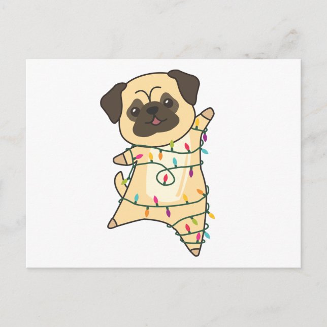 Mops Christmas Snow Winter Animals Dogs Postkarte (Vorderseite)