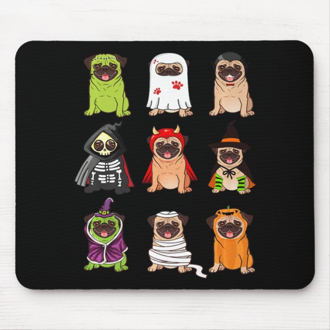 Mops Collection Happy Pugoween Halloween Spooky Co Mousepad (Vorne)