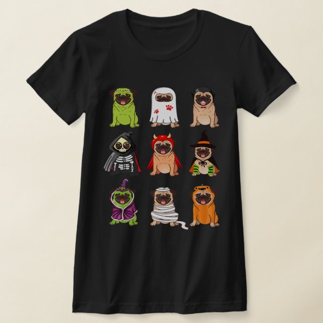 Mops Collection Happy Pugoween Halloween Spooky Co T-Shirt (Ablage )