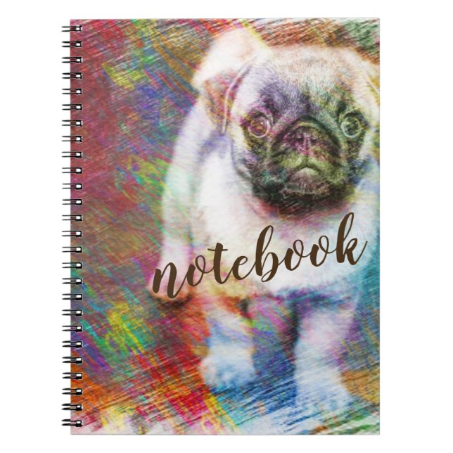 Mops Colorful Sketch Notebook Notizblock (Vorderseite)