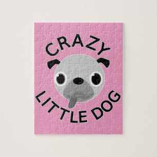 Mops Crazy kleiner Hund auf rosa Puzzle