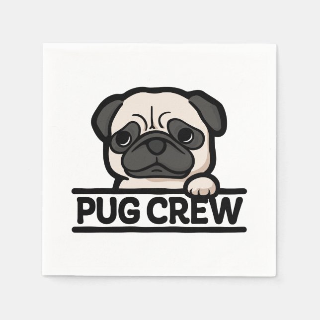 MOPS CREW - Funny & Niedlicher Mops Lover Geschenk Serviette (Vorderseite)