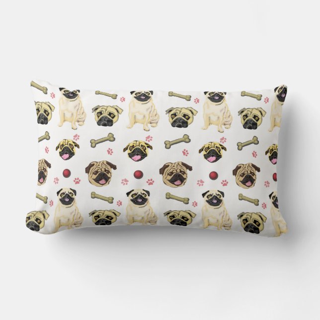 Mops Cushion White Lendenkissen (Vorderseite)