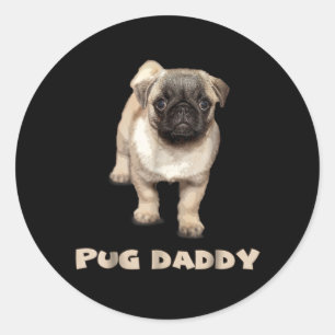 Mops Daddy Lover Gift Funny Runder Aufkleber