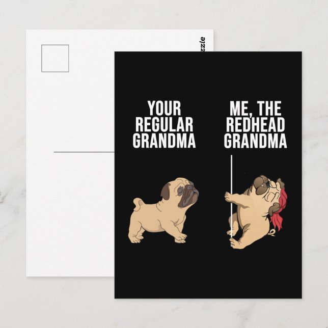 Mops deine regelmäßige Oma mir das rote Oma Postkarte (Vorne/Hinten)