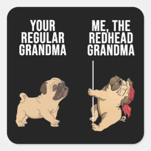 Mops deine regelmäßige Oma mir das rote Oma Quadratischer Aufkleber
