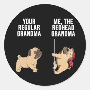 Mops deine regelmäßige Oma mir das rote Oma Runder Aufkleber