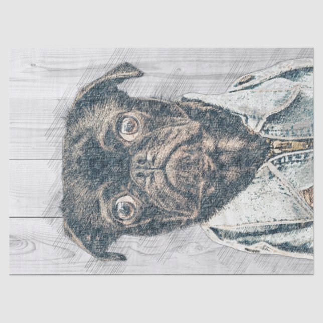 Mops-Dekupage Seidenpapier (Vorderseite)