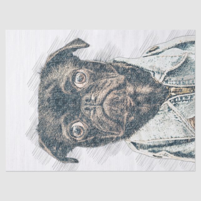Mops-Dekupage Seidenpapier (Vorderseite)