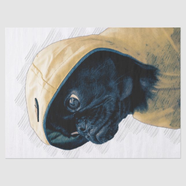 Mops-Dekupage Seidenpapier (Vorderseite)