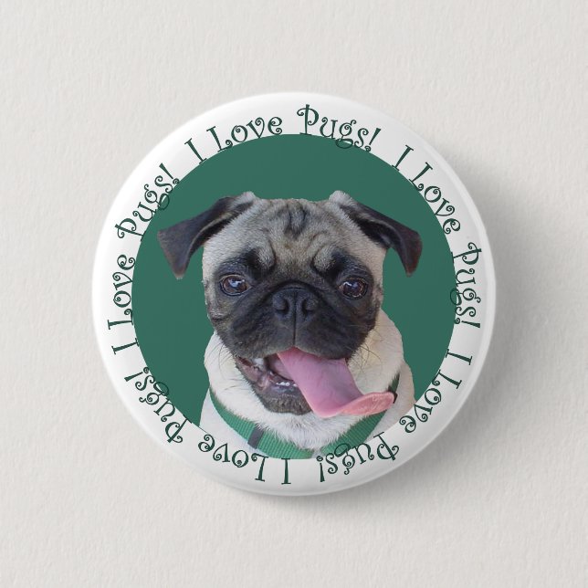 Mops der Liebe niedlich I Button (Vorderseite)