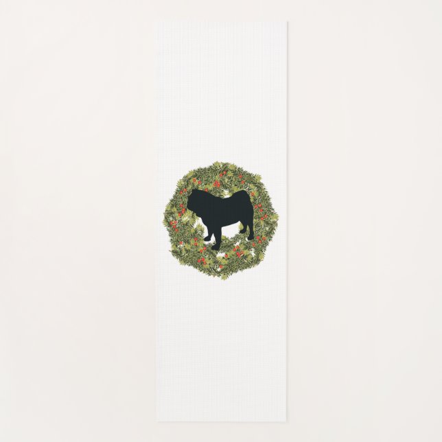 Mops der SchattenSilhouette Hund in einem Kranz Yogamatte (Vorderseite)