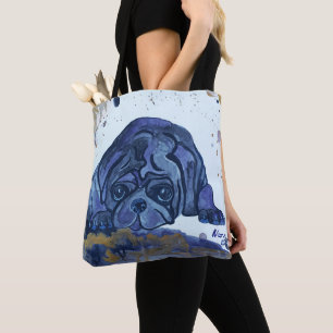 Mops der Wasserfarbe von Novy Tote Bag
