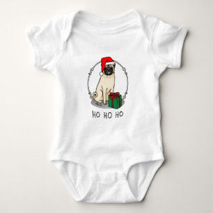 Mops der Weihnachtszeit (helle Weihnachtsmannmütze Baby Strampler