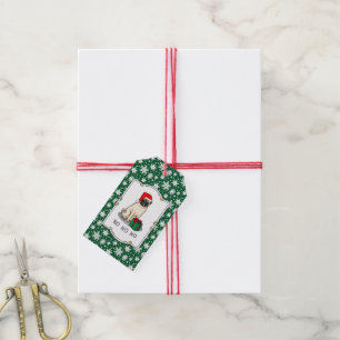 Mops der Weihnachtszeit (helle Weihnachtsmannmütze Geschenkanhänger