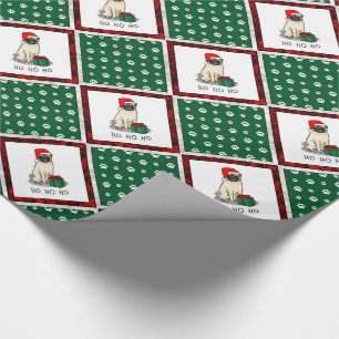 Mops der Weihnachtszeit (helle Weihnachtsmannmütze Geschenkpapier
