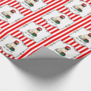 Mops der Weihnachtszeit (helle Weihnachtsmannmütze Geschenkpapier