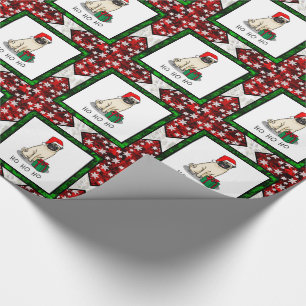 Mops der Weihnachtszeit (helle Weihnachtsmannmütze Geschenkpapier