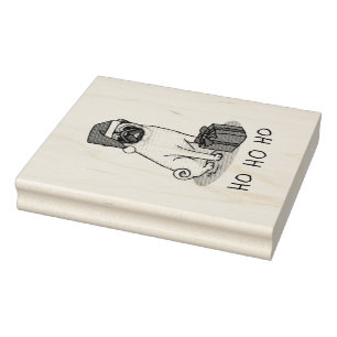 Mops der Weihnachtszeit (helle Weihnachtsmannmütze Gummistempel