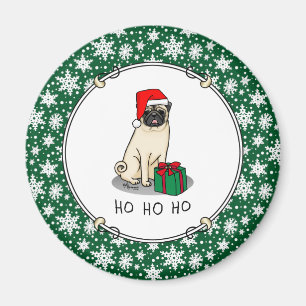 Mops der Weihnachtszeit (helle Weihnachtsmannmütze Magnet