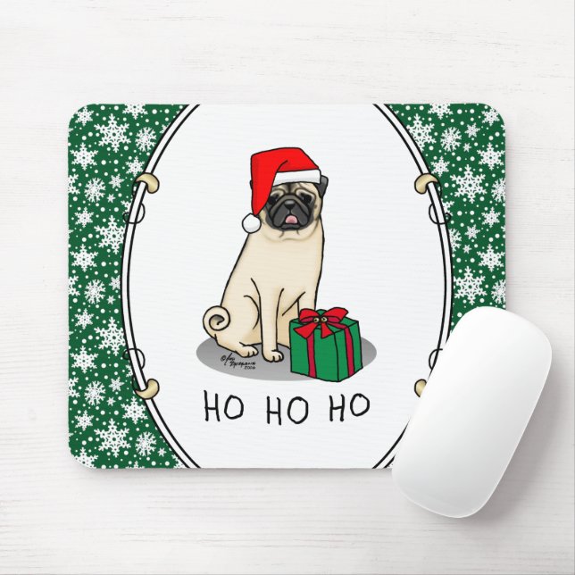 Mops der Weihnachtszeit (helle Weihnachtsmannmütze Mousepad (Mit Mouse)