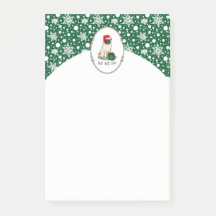 Mops der Weihnachtszeit (helle Weihnachtsmannmütze Post-it Klebezettel