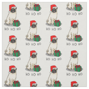 Mops der Weihnachtszeit (helle Weihnachtsmannmütze Stoff