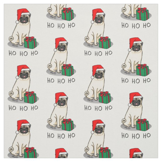 Mops der Weihnachtszeit (helle Weihnachtsmannmütze Stoff (Muster)