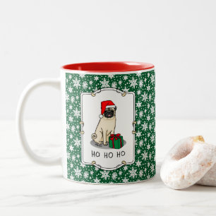 Mops der Weihnachtszeit (helle Weihnachtsmannmütze Zweifarbige Tasse