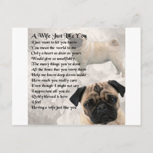 Mops-Design - Ehefrau Gedicht Postkarte